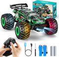 Remote Control Car 1:18 Rc Cars All-Terrain RC Truck with LED Light 20KM/H Rechargeable 2WD 2.4GHz Sturdy PVC Shell Remote Control Truck for Boys 4-7 8-12 Beginner (Green)
