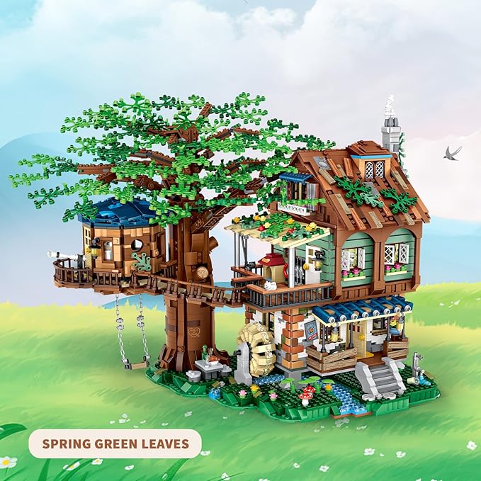 Idea Tree House Bricks Model Toys Set Forest House Building Blocks Street View Sets for Adults Ages 14+ Tree House Display 4761 PCS