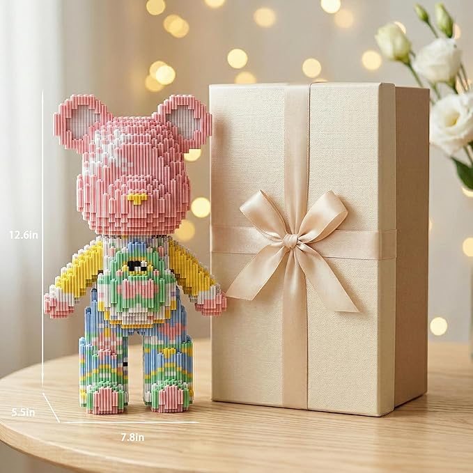 12.6 Princess Teddy Blocks Bear Building Bricks Set - Micro Figure for Adults - Collectible Home Decor for Bedroom or Office - Screen-Free Stress Relief - Gift Idea for Girls &amp Women