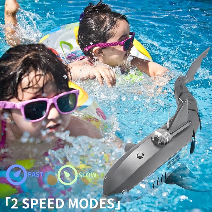 RC Sharks with Camera for Kids/Adults Remote Control Shark Toys for Swimming PoolRC Boat with CameraPool Toys RC Camera Boat Toys Simulated Shark for Outdoor Toys(2 Batteries)