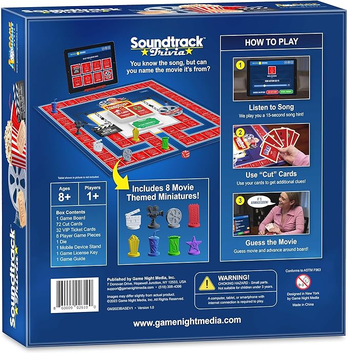 Soundtrack Trivia Movie Trivia Game for Adults | Name The Movie from a 15 Second Music Clip | Board Game for Adults Kids Ages 8+ 1 or More Players | Music Game with Companion App