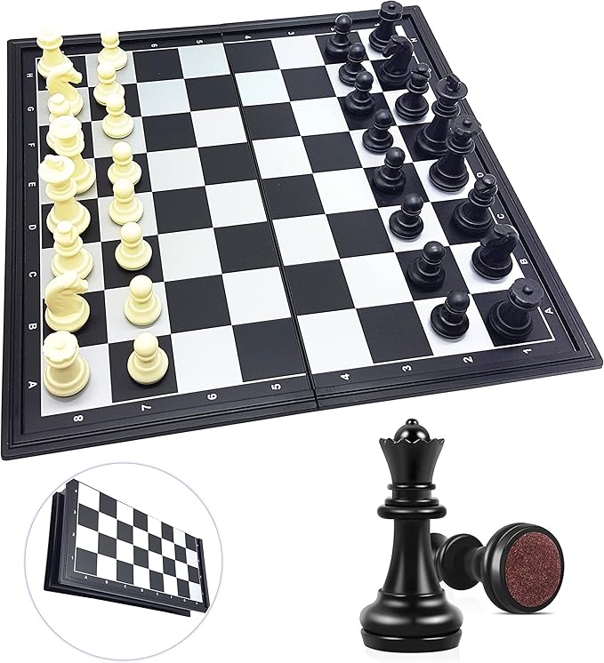 Lexibook Chessman® Classic Magnetic and Foldable Chess Game 32 Pieces Family Board Game Black/Grey CGM320