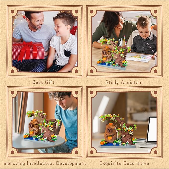 Capybara Set Toy Micro Mini Building Block Pen Holder&ampDesk Organizer Cute Animals Building Bricks Kit(1880Pcs) Arts&ampCrafts for Capybara Lovers for Kids Age 8+ for Adult not Compatible with Leg