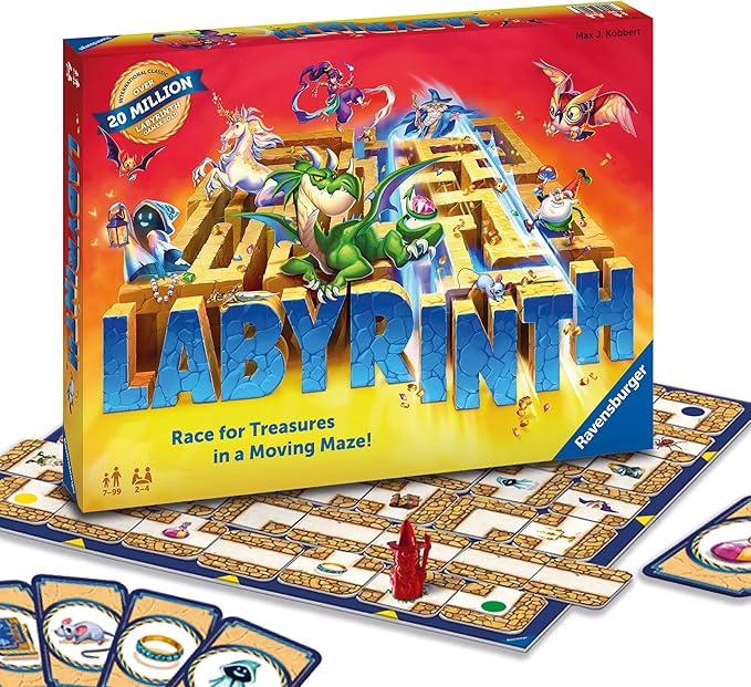 Ravensburger Labyrinth Board Game - A Strategic Maze Challenge for Family Nights - Find Treasures &amp Block Opponents - MESH Accredited - Great Birthday Gift - 2-4 Players - Kids Ages 7-10 and Older