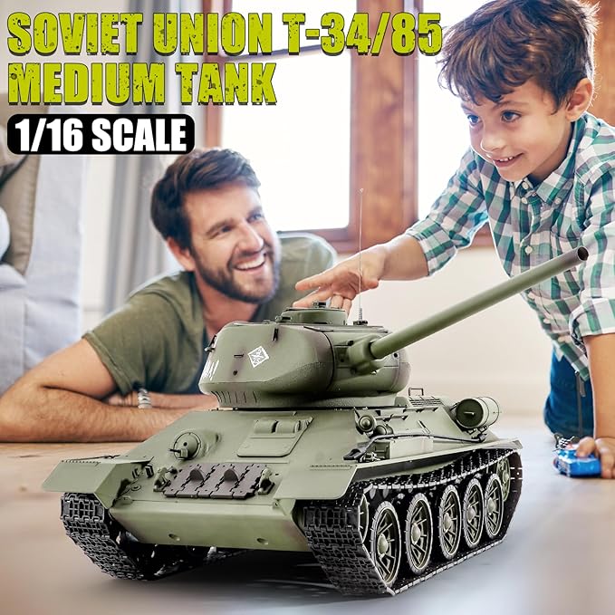 RC Tanks Henglong Russian T-34/85 Medium Tank 1: 16 2.4ghz Tank Model That Shoots with Sound &amp Light for Ages 14+