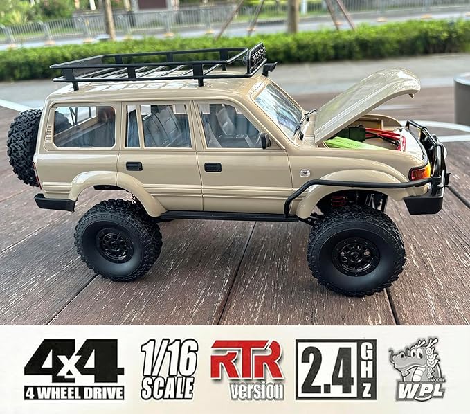 RC Rock Crawler 4x4 RC Truck WPL C54-1 RC Crawler Off Road 1/16 Scale RTR All Terrain Proportional Throttle Steering 2.4Ghz 260 Motor Upgraded Chassis and Counter Rotating Gearbox Adult