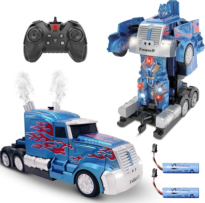 Kids Transforming Robot RC Truck Toys Boys Ages 8-13 Remote Control Car 2 Batteries