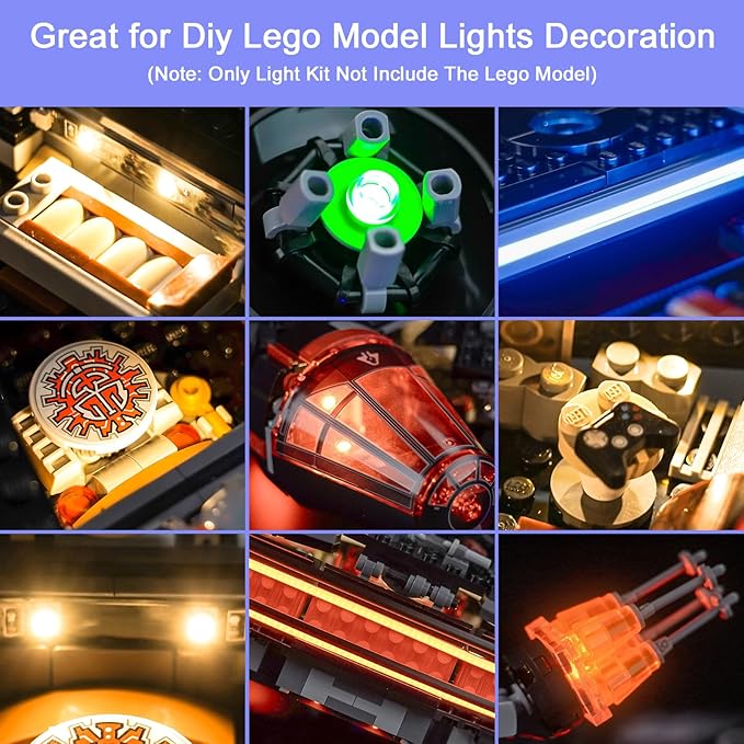 Upgraded Led Light Kit Compatible with Lego Star Wars The Dark Falcon Building Set RC Version Compatible with Lego 75389 (Model Not Included)