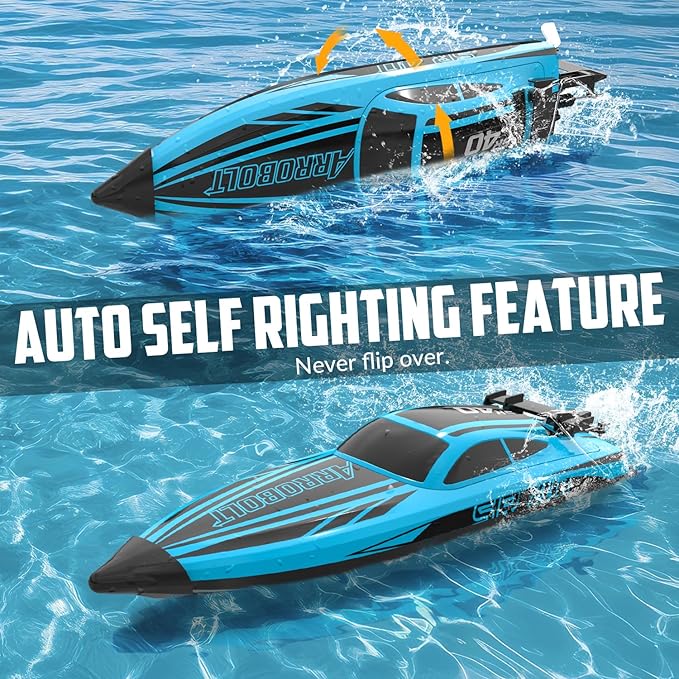 volantexrc Brushless RC Boats for Adults 30+MPH Fast Remote Control Boat with 2 Rechargeable Batteries for Lakes 30+ Mins Full Proportional Boats High Speed RC Boat for Adults (79705 Blue)