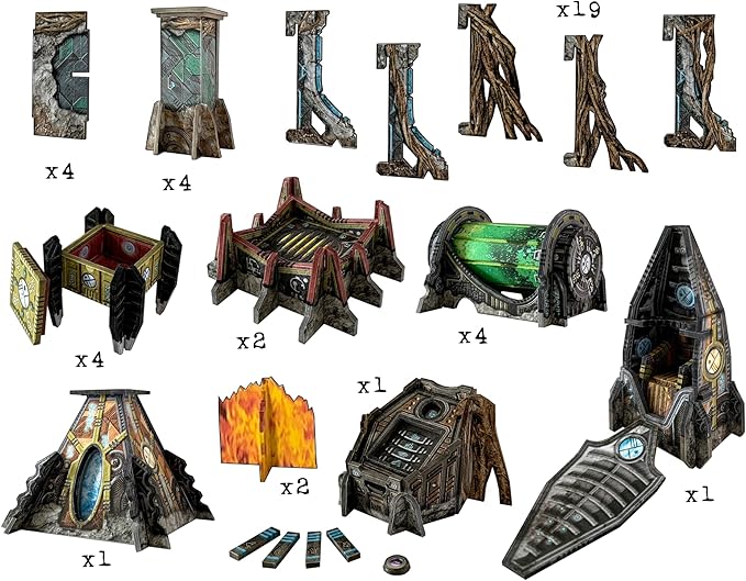 Battle Systems - Modular Tabletop 3D Gaming Sci-Fi Terrain - Perfect for 28mm-35mm Miniatures and Figures - No Painting Required - Science Fiction Aliens 40K Wargame - (Alien Catacombs)