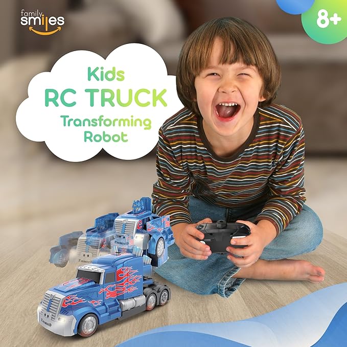 Kids Transforming Robot RC Truck Toys Boys Ages 8-13 Remote Control Car 2 Batteries