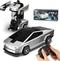 Transform RC Cyber Pickup Truck Cars Robot Toy for Kids 2.4GHz Remote Control Car with One-Button Deformation 360° Rotation LED Lights Valentine's Day Birthday Gifts for Boys Age 4-7-8-12（1:18 Scale）