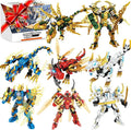 Ninja Mech Dragon Building Blocks Set 2-in-1 Transforming Robot &amp Elemental Action Figures 1222 PCS STEM Construction Toy for Kids 6-12 Birthday Gift Compatible with Major Brands (4 Elements)