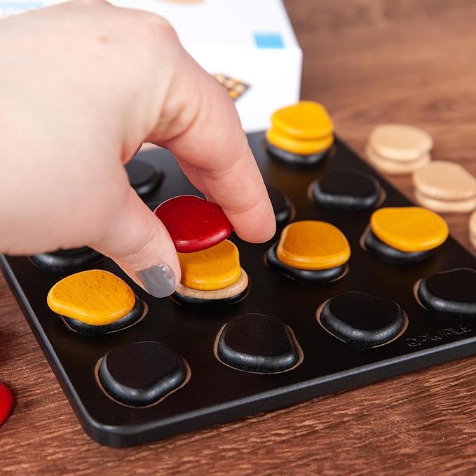 GIGAMIC Qawale Mini | Mensa Select | Travel-Friendly Wooden Abstract Strategy Board Game for Kids and Adults | Compact Stone Stacking Game | Learn in only 1 Minute | Ages 8+ | 2 Players | 15 Min