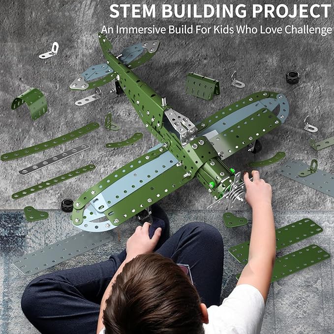 STEM Building Projects Model Airplane Set - 285 Pieces STEM Project Building Toys for Kids Ages 8-12-16 Assembly Science Kit Educational Birthday Gift for Kids Boys 8 9 10 11 12 Years Old