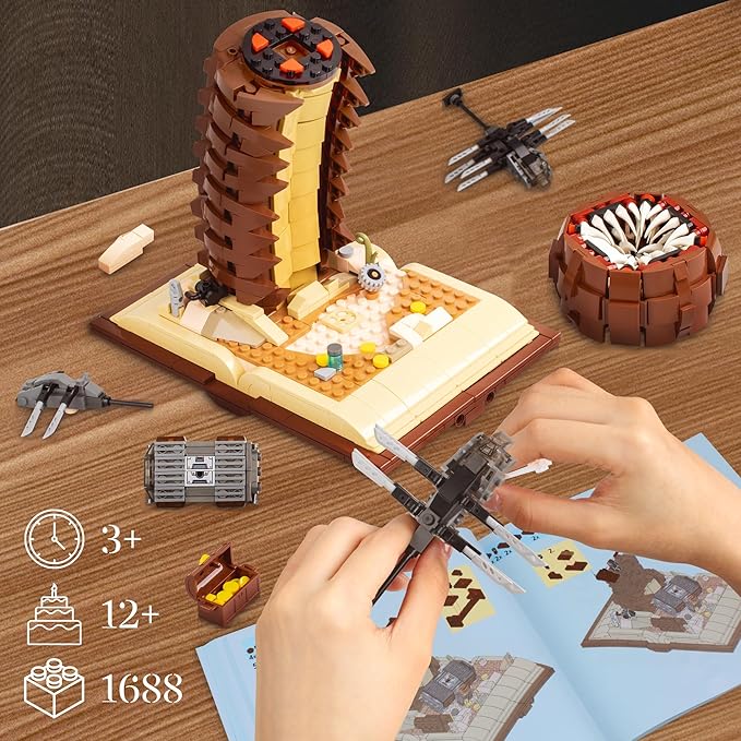 Sandworm Monster Building Blocks for Adults Equipped with Suspended Ornithopter Building Set for Boy 8-12 Classic Movie Construction Building Blocks Toy for Movie Fans 1688Pcs