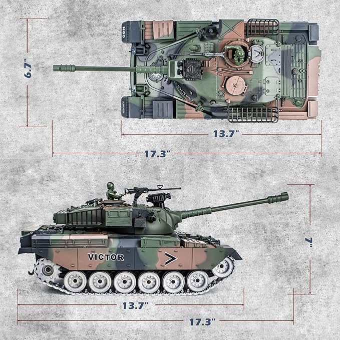 RC Tank 1:18 Alloy Metal US M60 Remote Control Army Model Toys 2.4Ghz RC Vehicle with Realistic Smoke Sound and Lights Military Tank That Shoots BBS for Adults and Kids