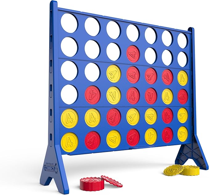 Connect 4 Oversized Edition Game - Giant Classic Four-in-a-Row Family Fun - Indoor &amp Outdoor Strategy Board Games for Adults &amp Kids - 42-Count Colorful Discs - Quick Assembly &amp Slide Relea