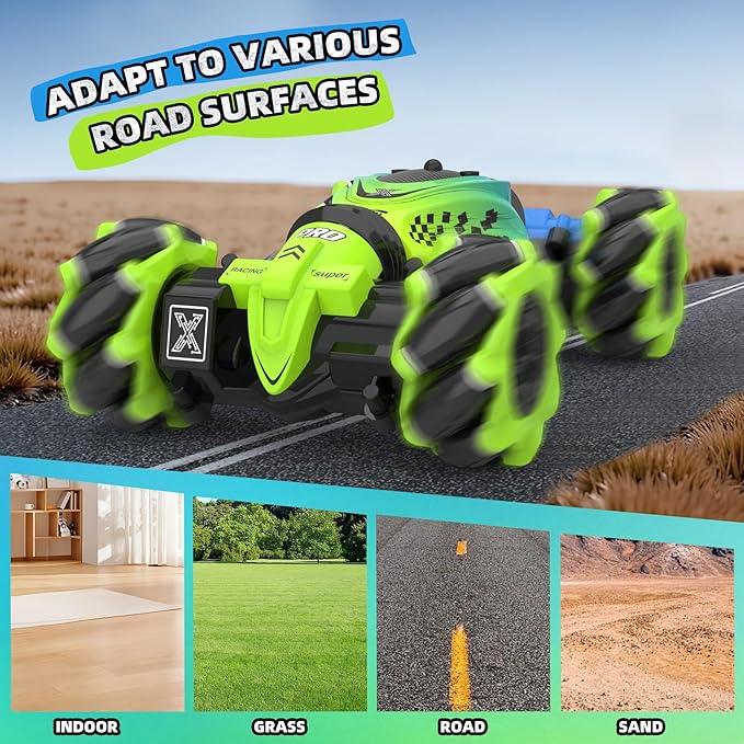 Gesture Sensing RC Stunt Car Boys Toys Age 6-8-12 4WD Hand Controlled Remote Control Twist Car with Light Music Cool Birthday Presents and Ideas Gifts for Kids Age 7 9 10 11 12 Years Old