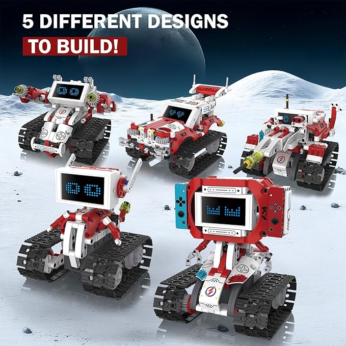 5-in-1 STEM Robot Building Kit with Remote Control &amp APP Science Robot Educational Toys for Kids Age 8-16 Birthday Gifts for Boys Girls with 358 Piece