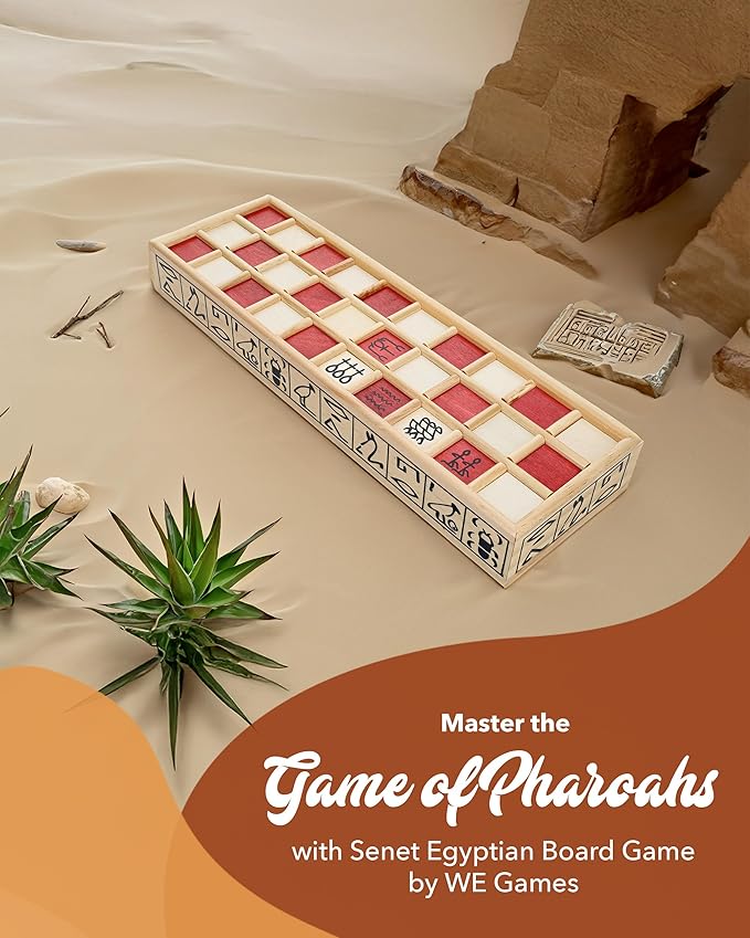 WE Games Senet Egyptian Board Game – Handcrafted Solid Wood Senet Set for Historical Education Cultural Appreciation &amp Strategy – Ancient Game for Friends