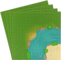 Feleph 4 Pieces Classic Baseplate with River and Grassland Pattern Base Plates for Building Blocks 10 x 10 Inches Mat Compatible with Major Brands
