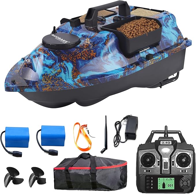 Bait BoatRC Bait Boat for Fishing with GPS &amp Auto Return4.4lbs Bait Capacity 8-Hours Battery 546yd Remote Control Range Brushless Motors &amp Night LightABS Heavy-Duty Hull
