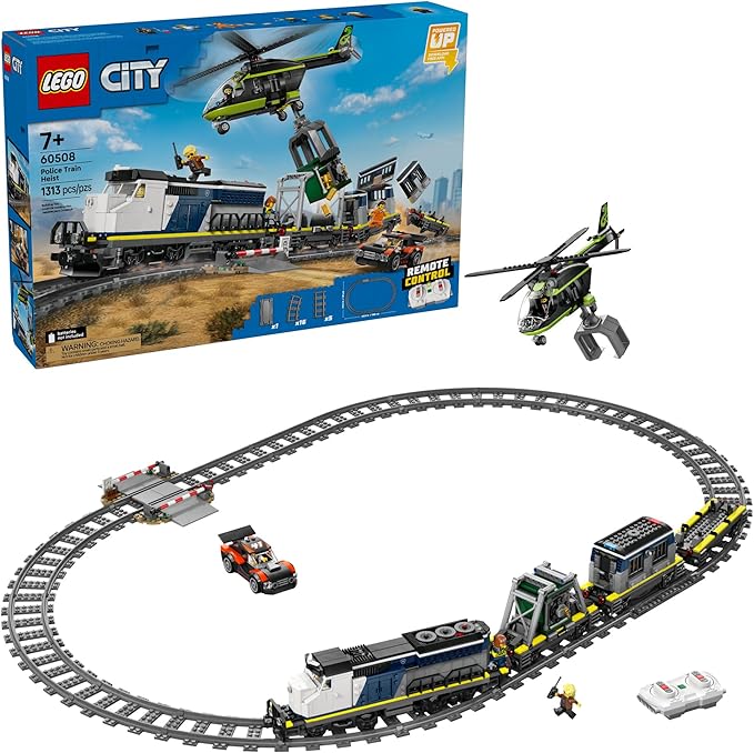 LEGO City Police Train Heist Building Toy - Train Set with Police Car Toy for Boys &amp Girls Ages 7+ - Pretend Play Set for Kids - Gifts for Birthdays - 60508