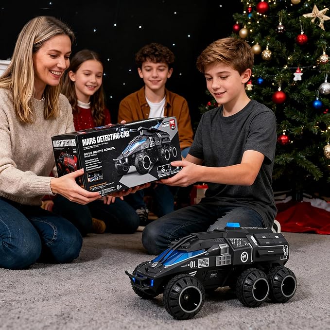 Remote Control Car 6-Wheel Drive 2.4GHz 1:12 RC Truck Toy Off Road with Headlights Turn Signal Lights and 2 Rechargeable Batteries Gifts for Kids Adults Age 8+ (Black)