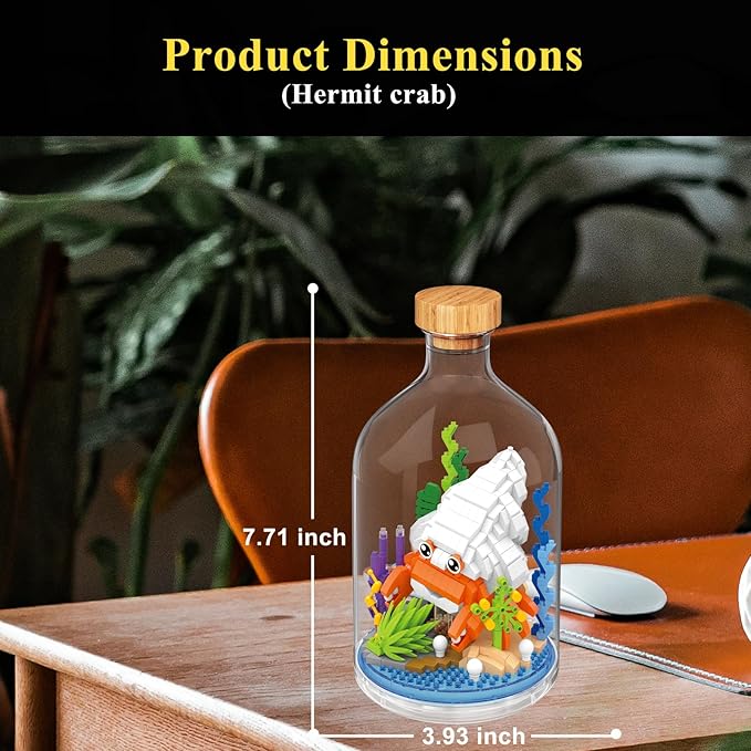 Creative Fish Toy Building SetAdult Mini Animal Friend SetParty Favors Gift for FriendsAnimal Lover Office Home Decor Building BlockNew Year Easter Birthday Gift for Family(Hermit Crab)
