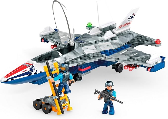 Mega Construx Fighter Jet Construction Set with character figures Building Toys for Kids (223 Pieces)