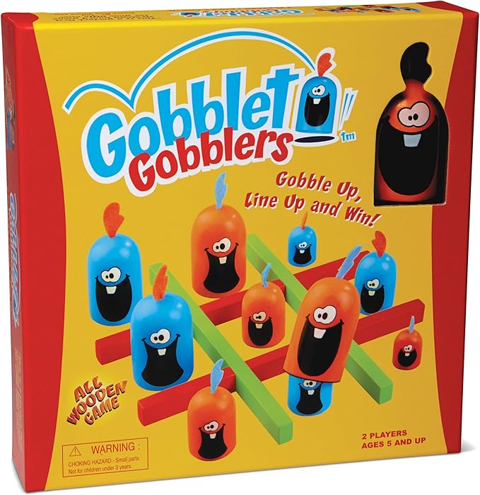 Gobblet Gobblers Fun Strategy Board Game - Award Winning Kids and Family Friendly Educational Board Game by Blue Orange Games- THE ORIGINAL GAME All Wooden - 2 Players for Ages 5+