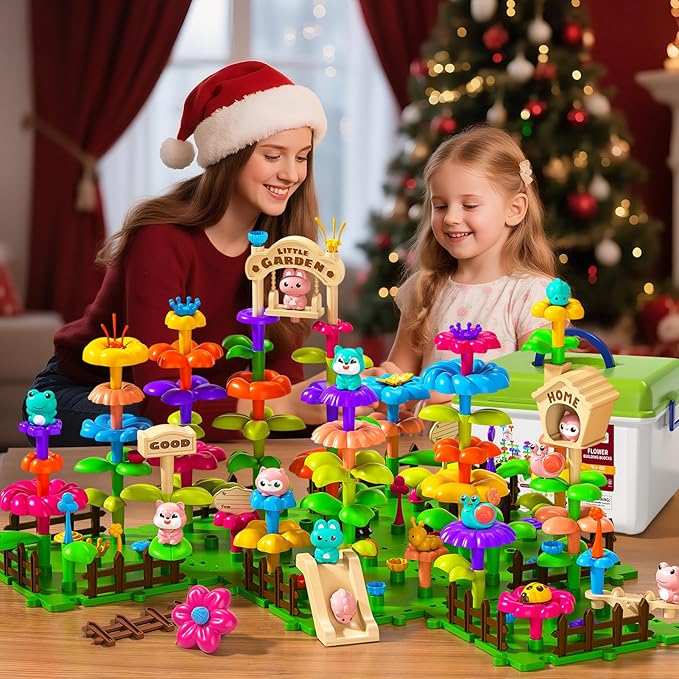 145 Pcs Toys for 3 Year Old GirlToddler Gardening Set Flower Garden Toy Girls Building Sets Best Educational Learning Fine DIY Crafts Stem Construction Stacking Kitfor 3 4 5 6 7 Years Kids