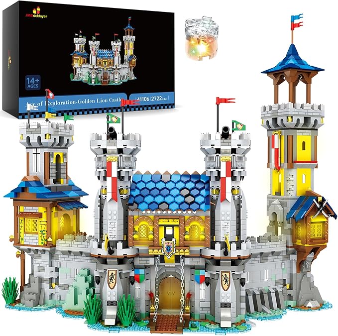 JMBricklayer Medieval Castle Building Sets for Adults Ideas House Model Toy Construction Set with LED Light Collectible or Home Office Display Gifts for Boys Girls Teens Women 41106