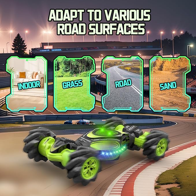 Remote Control Car Hand Controlled Gesture RC Stunt Car with Lights &amp Roll Stunt for Kids 6-13 Year Old 4WD 2.4GHz Off-Road 360° Rotation Toy Car Gift for Boys Girls