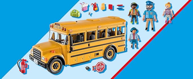 Playmobil School Bus with Accessories and 4 Figures