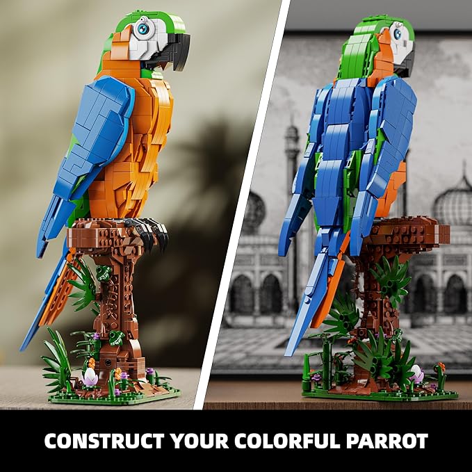 Macaw Parrot Building Sets 1138 PCS Bird Animal Building Blocks for Adults Home Office Art Decor STEM Building Toys Creative Display Gifts for Teens Boys and Girls 8-14