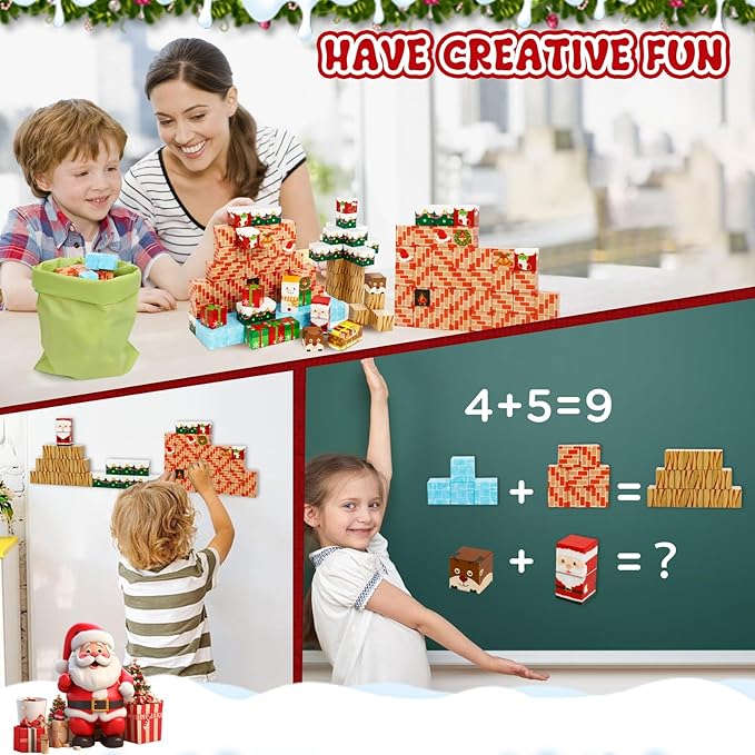 Magnetic Blocks-Build a Fantasy World Christmas Edition Magnetic Tiles112Pcs-Magnetic Building Blocks Educational Toys Kids Ages 3 4 5 6 7 8 STME Montessori Sensory Toys (112P)