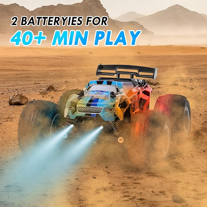 Remote Control Car Remote Control Truck 2.4Ghz All Terrain Off-Road Monster Truck 20 KM/H Rc Cars with LED Bodylight and 2 Rechargeable Batteries Toys for Boys