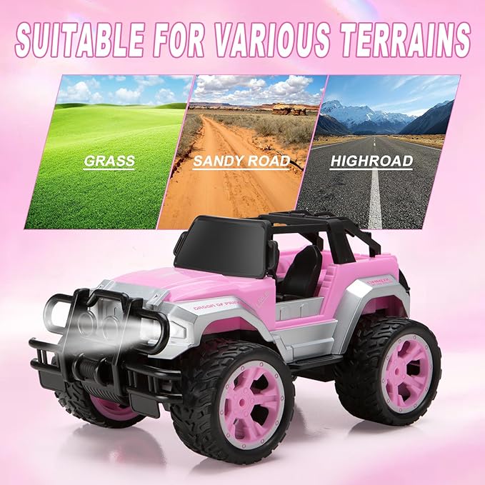 Remote Control Car for Girls Pink RC Car with Doll and Sticker for Ages 6-10 Years Old Girls 80 mins with Rechargeable Battery 1:16 Scale 2.4GhzOX11S Perfect Christmas Birthday Gifts for Grils
