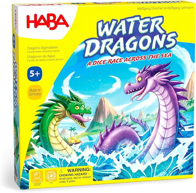 HABA Water Dragons: Kids Board Game and Fast-Paced Dice Game with Wooden Components for Ages 5 and up Made in Germany