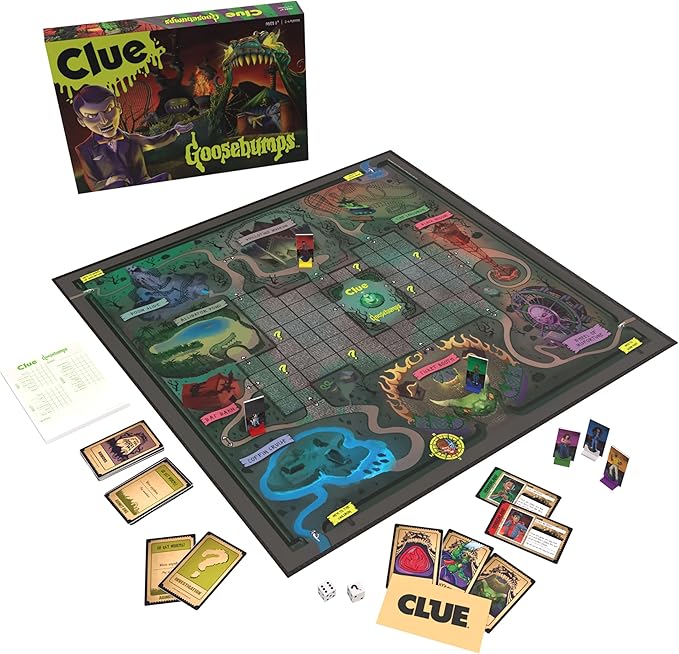 CLUE: Goosebumps Classic Board Game Inspired R.L. Stine’s Goosebumps Novels Thwart Slappy's Sinister Plan with Friends and Family of All Ages Officially Licensed Scholastic Merchandise