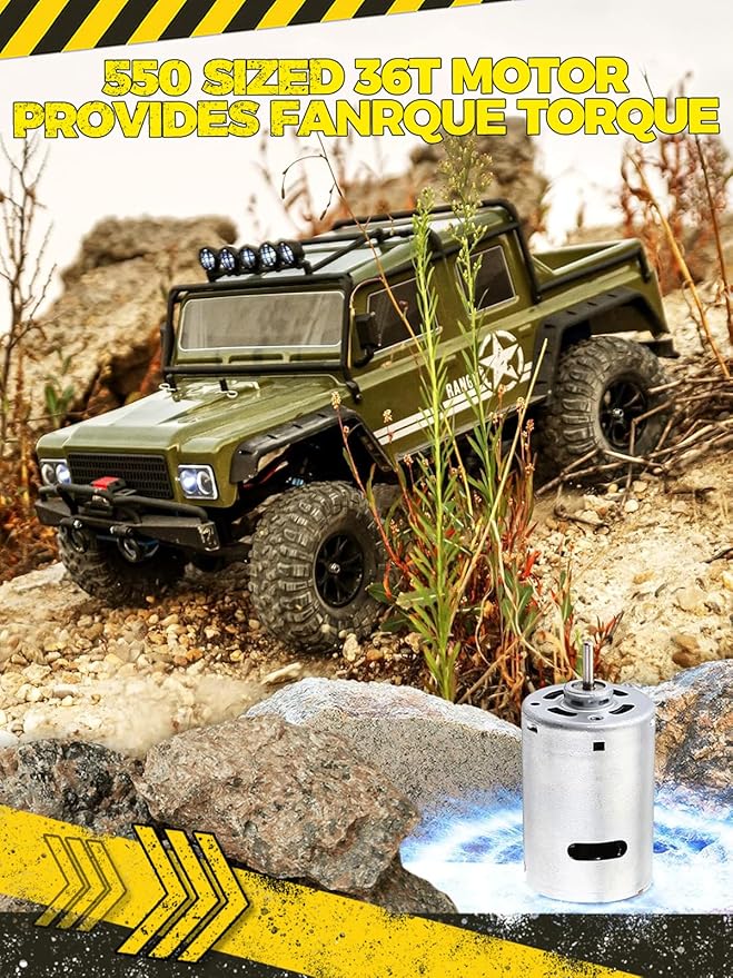 1:8 RC Cars for Adults – 4x4 Remote Control Car Rugged Brushed Motor Electric Off-Road RC Rock Crawler with 2-Speed Transmission Army Green All-Terrain RC Trucks Ready-to-Run RTR Set