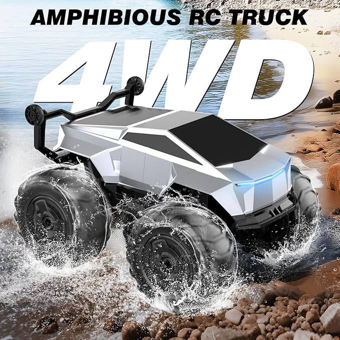 Blasland Remote Control Car 1:16 4WD Waterproof RC Monster Truck 2.4GHz All Terrain Amphibious RC Stunt Cars 360° Rotating Pick-up Truck Car Toys Gifts for Boys Age 6 7 8 9 10 11 12