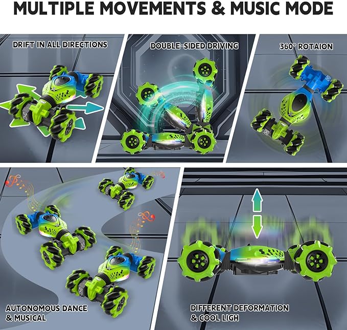Remote Control Car - RC Drift Car for Boys Age 8-12 Gesture Sensing RC Stunt Cars 4WD Hot Wheels Cars Toy for Kids 4 5 6 7 8 9 10 Year Old Boy Birthday (Green)