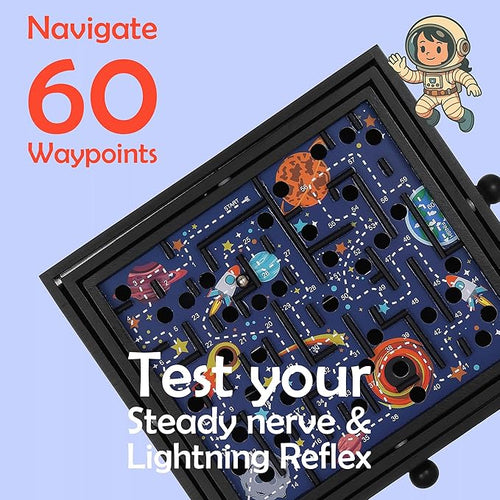 'STERLING Games Wooden Labyrinth Space Shuttle Theme Tilt Maze Game with Marble Ball and 60 Waypoints for 6 Years Up 13.5 x 13 Board