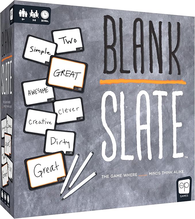 USAOPOLY BLANK SLATE Where Great Minds Think Alike Fun Family-Friendly Board Game Word Association Party Game Easy to Learn Fun to Play Family Game Night 3-8 Players Ages 8+