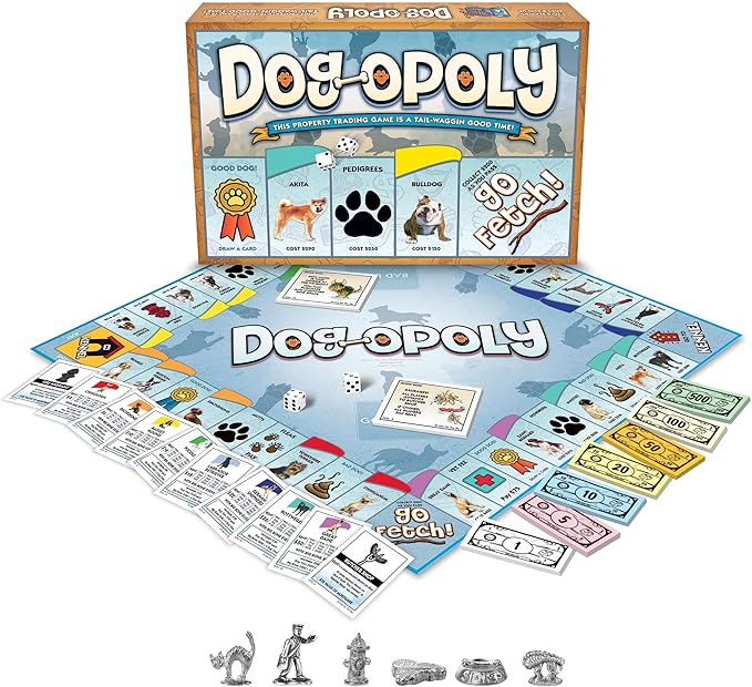 Dog-Opoly Board Game – This Property Trading Family Game is a Tail-waggin Good Time! – for 2 to 6 Players Ages 8 and up