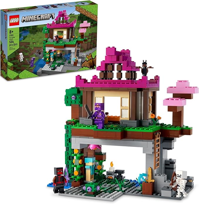 LEGO Minecraft The Training Grounds Toy Building Set 21183 Minecraft Toy for Kids Boys and Girls Age 8+ Years Old Building Kit with House Cave Trapdoor and Ninja Rogue and Bat Minecraft Figures