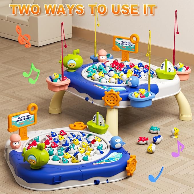 Magnetic Fishing Game for Kids Toddlers Ages 1-3 3-5 5-7 Fish Toy Board Game for Toddlers 1 2 3 4 5 6 7 8 Years Old Fishing Table Toys Birthday Gifts